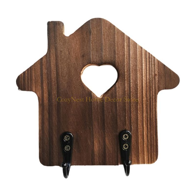 92MF Wooden House Shaped Key Hooks Decorative and Functional Coat Rack for Home Or Office Entryway Key Storage Solution 1460₽