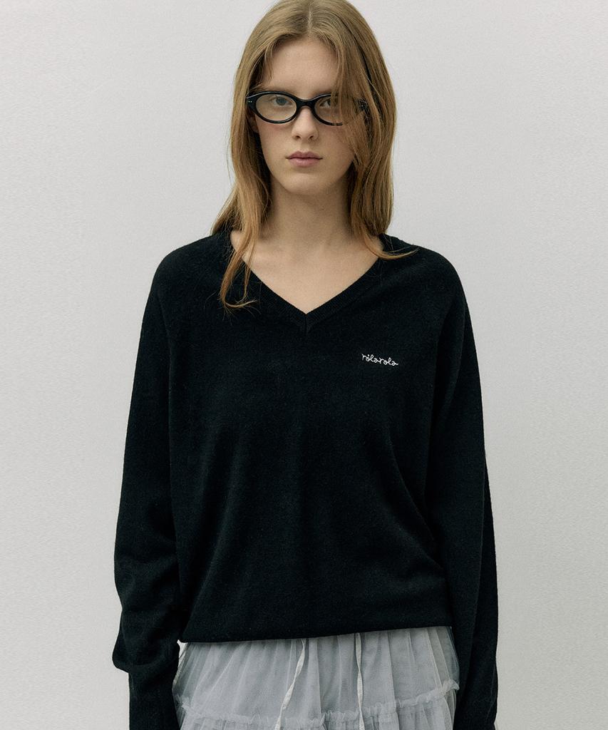 ROLAROLA Wool Blended V Neck Knit Black