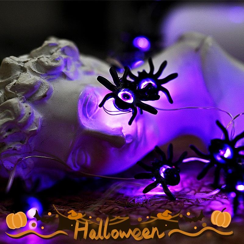 Halloween Spider String Lights Purple Color Bright And Long-lasting Indoor/outdoor Decorative Lighting