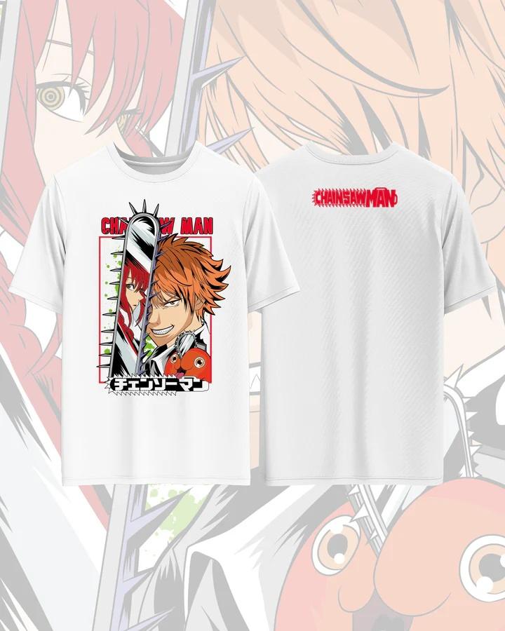 Chainsaw Man Anime Printed Pure Cotton Tshirt for Men and Women Casual Fashion Oversized Retro Y2K Anime Peripheral Clothing