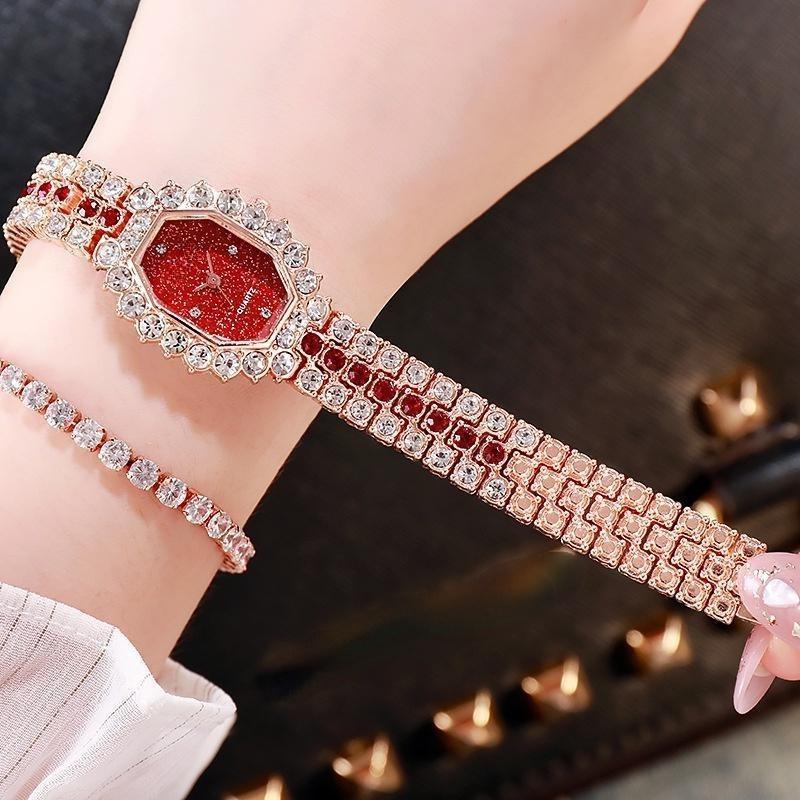 Luxury Womens Watches Ladies Square Watch Full Diamonds Quartz Clcok Alloy Casual Starry Sky Wristwatch