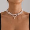 Y2K Choker Necklaces Heart Pendant Chain Jewelry Women Glass Multilayer Neck  for Girls Women Collier Femme Cadenas Para Mujer