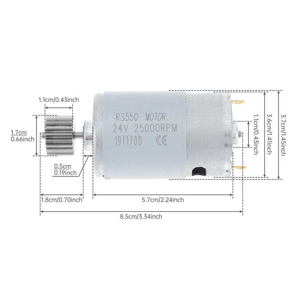 RS550 24V 25000RPM High Speed DC Motor 19T for Power Wheels, Ride On Car Replacement Upgrade