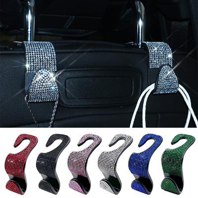 Drahokamenový hák na zadní autosedačku Bling Diamond Hanger Auto Back Univerzální držák na opěrku hlavy Úložný držák do auta Příslušenství do auta