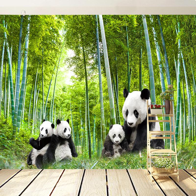 Grüner Bambus-Panda-Wandbild, 3D-kreative Fototapete, Wohnzimmer, Schlafzimmer, Küche, Restaurant, Heimdekoration, Wandaufkleber