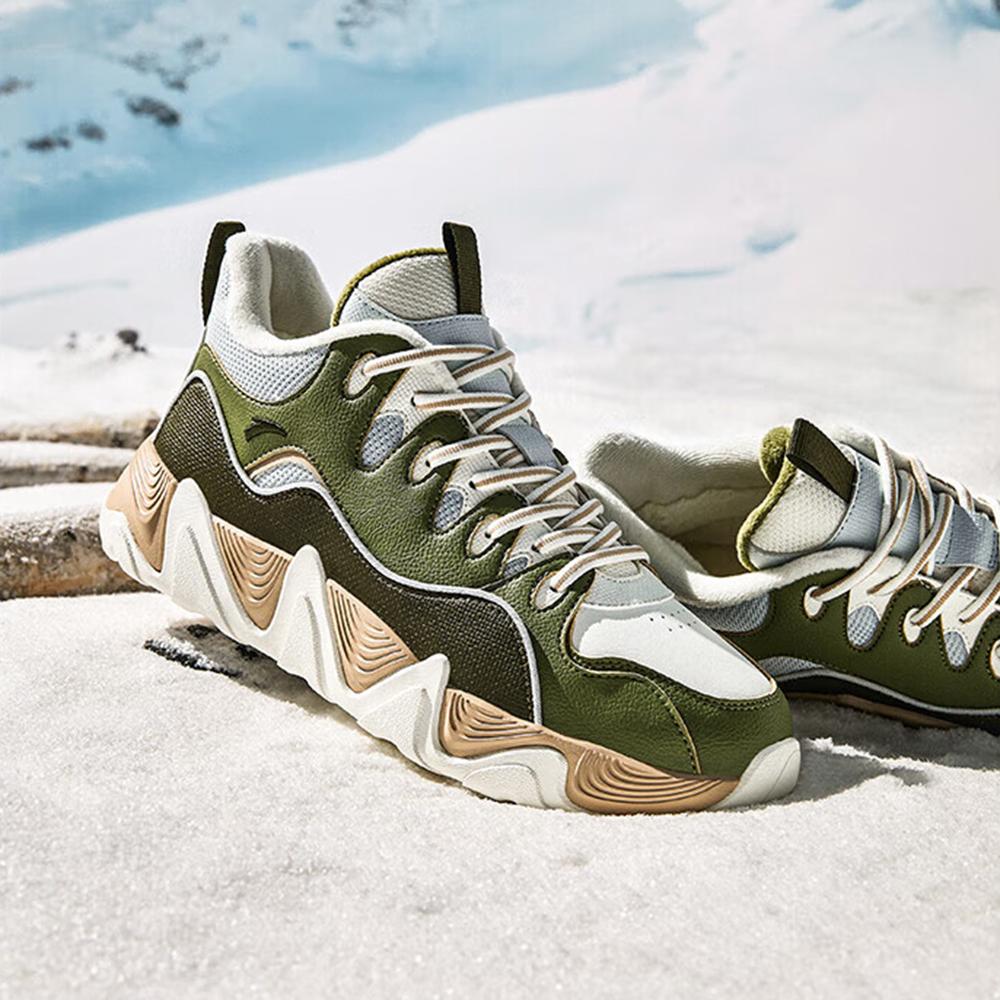 Anta Afterwave 1.0 Fleecové Silné Univerzální Teplé Odolné Středně vysoké Tenisky Pánské Tenisky Bílá Zelená 912448916-2