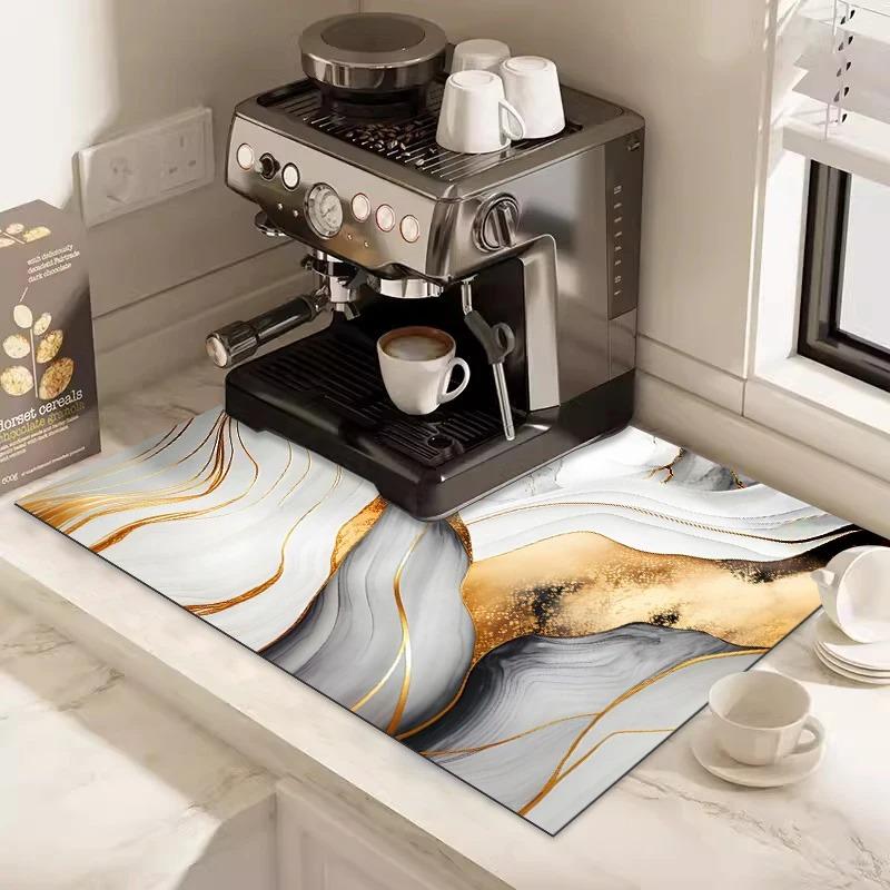 Kitchen Draining Mat Super Absorbent Tableware Pad Coffee Dish Drying Mat Sink Washstand Placemat Bathroom Kitchen Non-Slip Pad