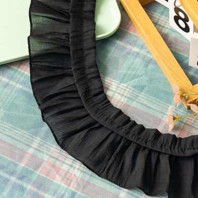 Tejidos de Encaje Negro de 1 Metro Para Coser Ropa Cintas Plisadas Suministros para Manualidades Vestido de Fiesta Costura Adornos Decorativos