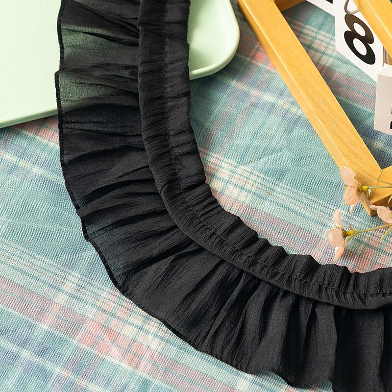1Meter Black Lace Fabrics For Sewing Clothes Pleated Ribbons Diy Crafts Supplies Party Dress Needlework Decorative Trimmings