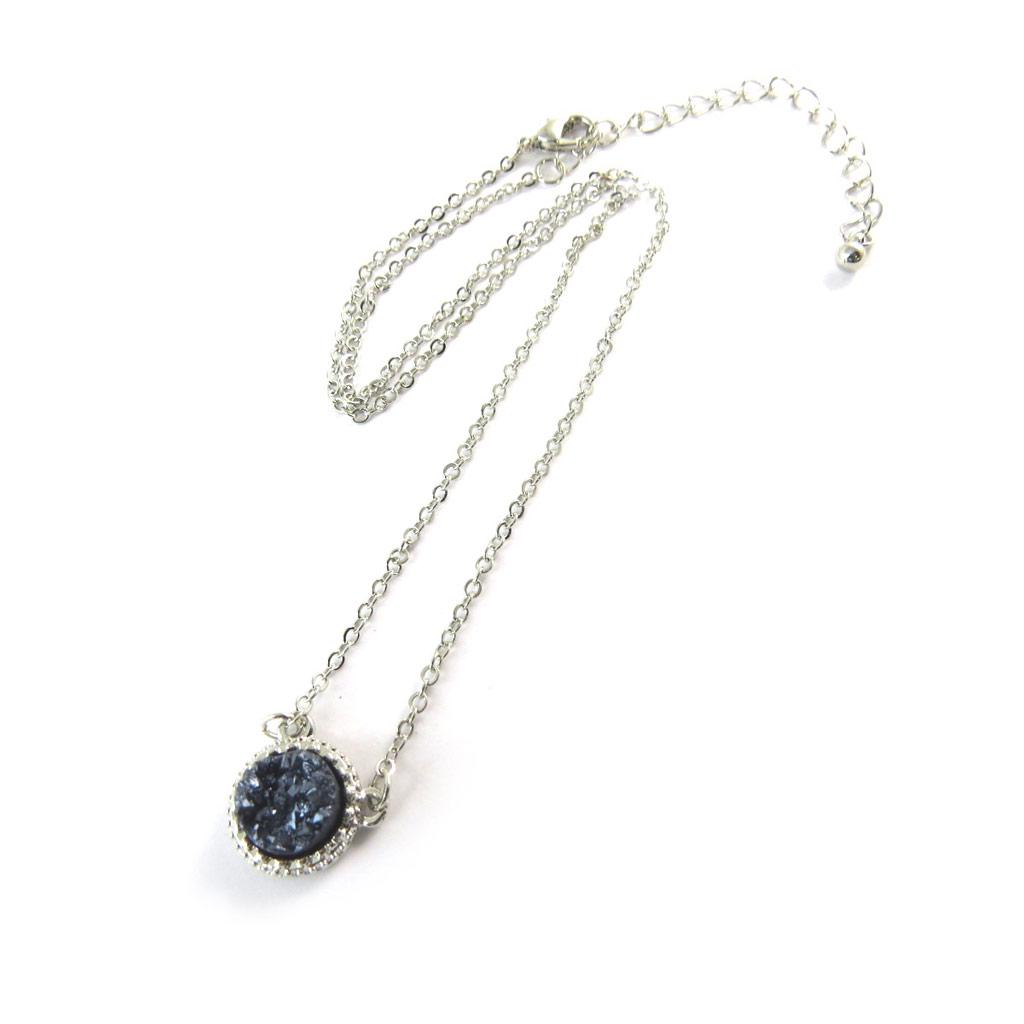 Les Trésors De Lily [P0103] - Silver Gray 'Mineralia' Designer Necklace