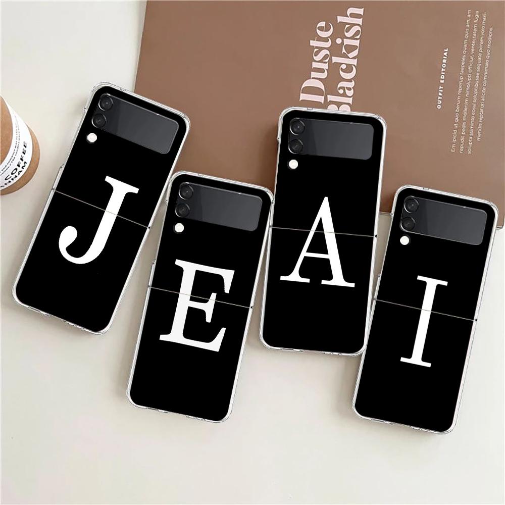 Phone Case For Samsung Galaxy Z Flip 3 4 5 Hard Folding PC Bumper Initial Letter A Z Fashion For Samsung Z Flip 6 Cover