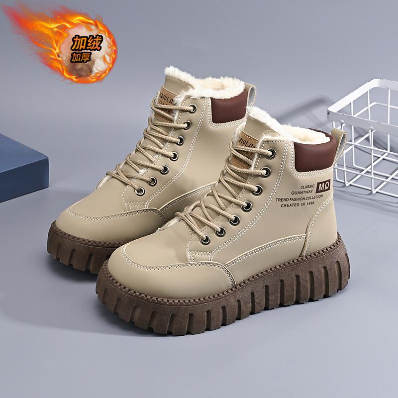 Winter velvet high-top Martin boots thickened thermal cotton shoes platform short boots casual snow boots