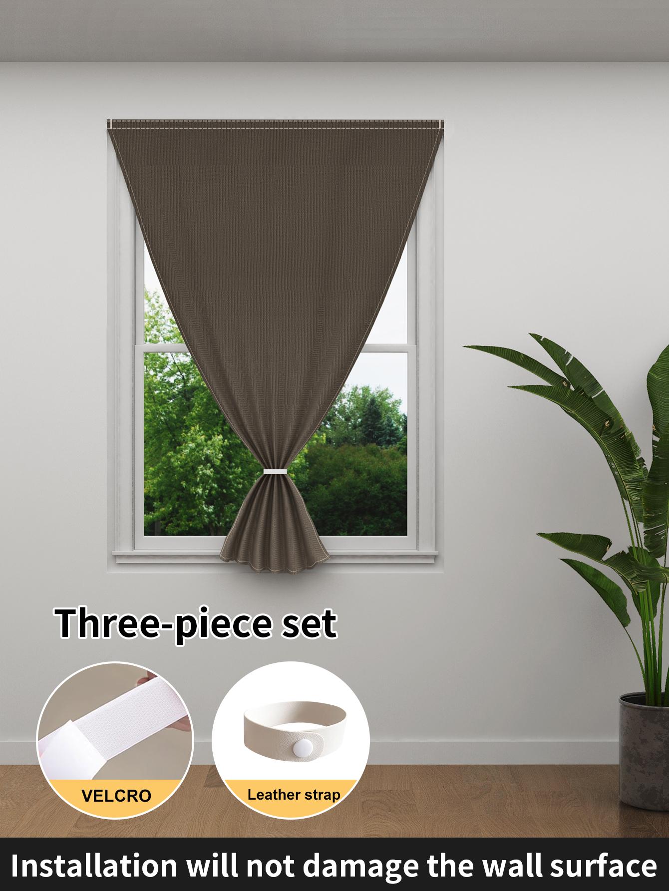 Geen Boor Klittenband Verduisteringsgordijn Milieuvriendelijk Polyester Zonnescherm Raambekleding 1PCS W90 x H100cm&Velcro