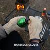 New Two Layers Leather Outdoor BBQ Gloves Fire Heat Resistant Kitchen Cooking Oven Mitts Anti Slip Hard Wearing Clamping Glove