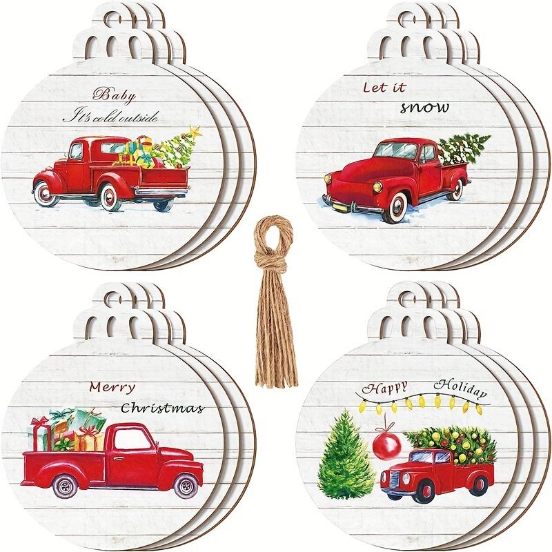 12PCS Christmas Ball Pendant Wooden Pendant Christmas Decoration Home Decoration Decoration Family Atmosphere Christmas Tree Christmas Snow Elk