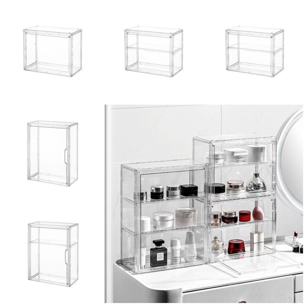 Acrylic Transparent Display Box Wall-Mounted Magnetic Model Storage Box with Lid Stackable Cosmetic Organizer Rack Collectibles