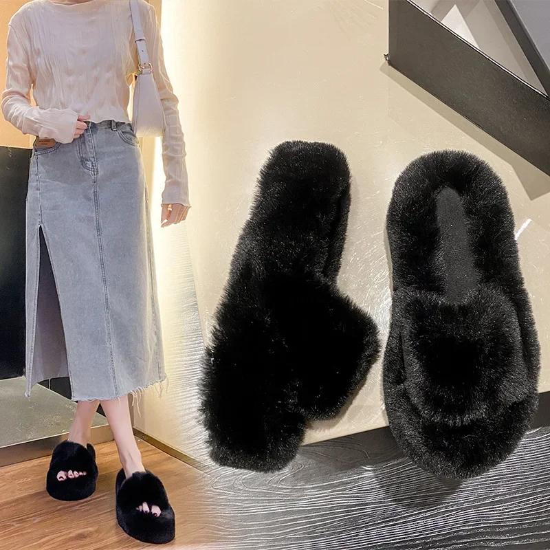 Mao Mao Slippers for Women's Outwear 2024 New Korean Edition Instagram Trendy Autumn and Winter Indoor Cotton Slippers