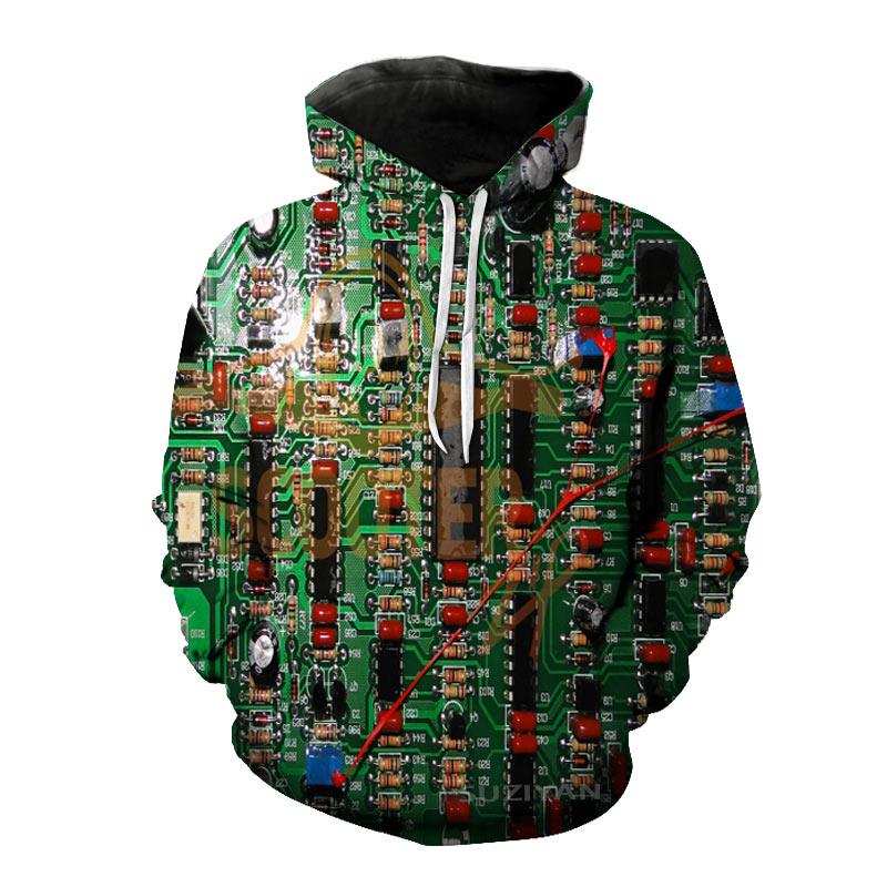 Cip electronic Imprimare 3d Distracție de primăvară, toamnă, hanorac pentru bărbați, creativ Harajuku, ocazional, hip hop, petrecere, îmbrăcăminte confortabilă de stradă
