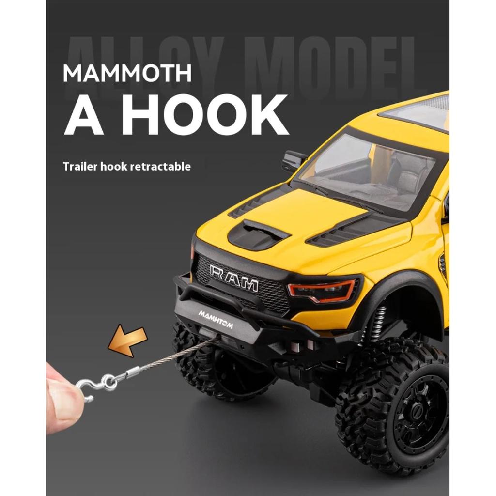 1/24 Alloy Die-cast Dodge Mammoth Truck Model Simulation Sound and Light Children's Toy Car Boy's Birthday Gift Collection Ornaments