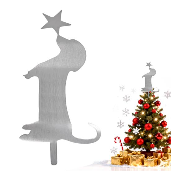 Christmas Dachshund Dog Tree Topper Metal Dog Tree Topper with Star for Holiday Party Decor Cute Puppy Ornament for Doggie Lovers