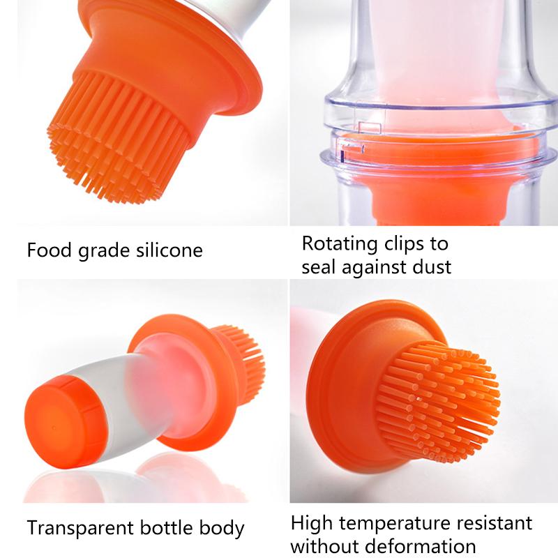 Portable Silicone BBQ Grill Oil Bottle Brush with Lid Grill Oil Brushes Liquid Oil Pastry Baking BBQ Tool Kitchen Utensils