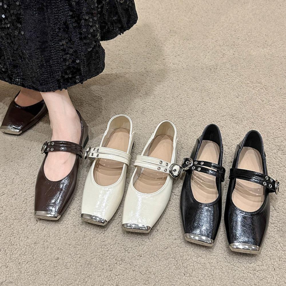 Mode Kvinnor Äkta Läderskor för Casual Lågklackade Skor Klassiska Ballerinaskor Vår 2025 Kontorsdam Skor