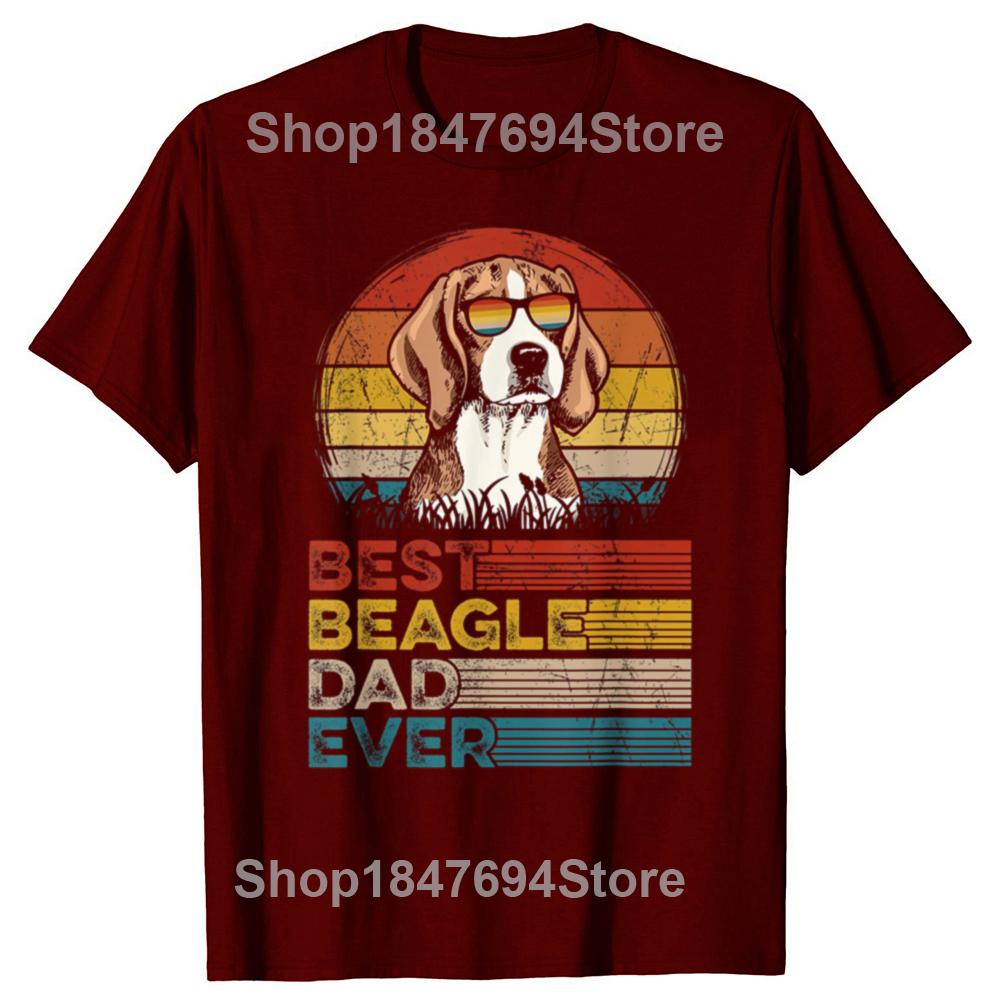 Funny Dog Vintage Best Beagle Dad Ever Fathers Day Puppy Dog Dad Tshirts Men Casual Tshirt 100 Cotton Loose Oversized T Shirt