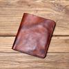 NZPJ Men's Leather Wallet Retro Top Layer Cowhide Wallet Vertical Document Clip Short Youth Women's Ultra-thin Coin Purse Bag