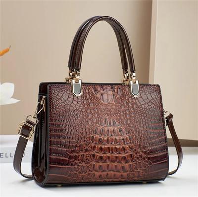 Bolsa de Ombro Feminina Retrô Clássica Grande Capacidade Padrão Crocodilo Bolsa Transversal Bolsa de Mão de Grife de Luxo Bolsa Tote para Deslocamento