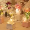 10pc PVC Transparent Rose Single Flower Box Mother's Day Handheld Flower Bouquet Perpetual Flower Packaging Valentine's Day Gift