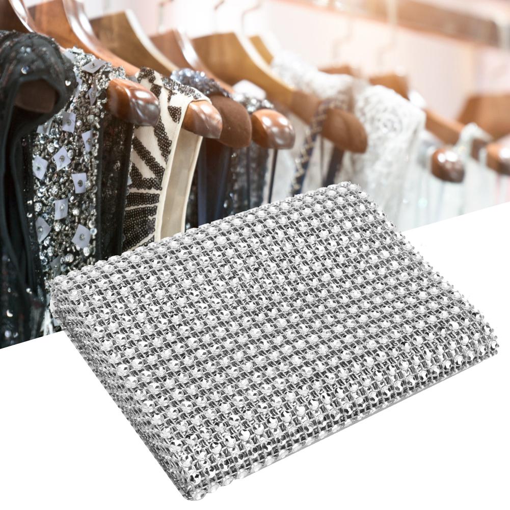 24 Rows Plastic Rhinestone Mesh Ribbon Sewing Trim Garment Accessories Decoration