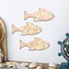 3Pcs/Set Wooden Fish Wall Decoration, Plants Pattern Fish Wall Art for Beach, Lake House, Nautical Coastal Ocean Theme Hanging Ornament