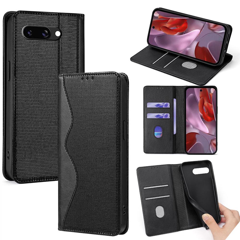 

For Google Pixel 9a Leather Case Wallet Stand Phone Cover with RFID Blocking Black
