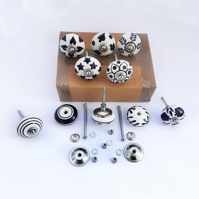 Vintage Hand Painted Ceramic Pull Knobs for Kitchen Cabinet, Door & Drawer, Wardrobe, Cupboard (Set of 10)