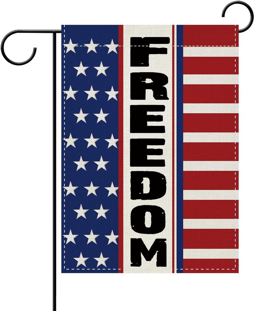 Dyrenson Freedom America Decorative Garden Ag, 4th of July Patriotic American Stars Stripes Yard Outside Home Decoration, AAS