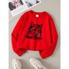 Girls' Round Neck Sweatshirt, Girls' Casual Printed Round Neck Pullover, Cute Cat Creativity Art Design