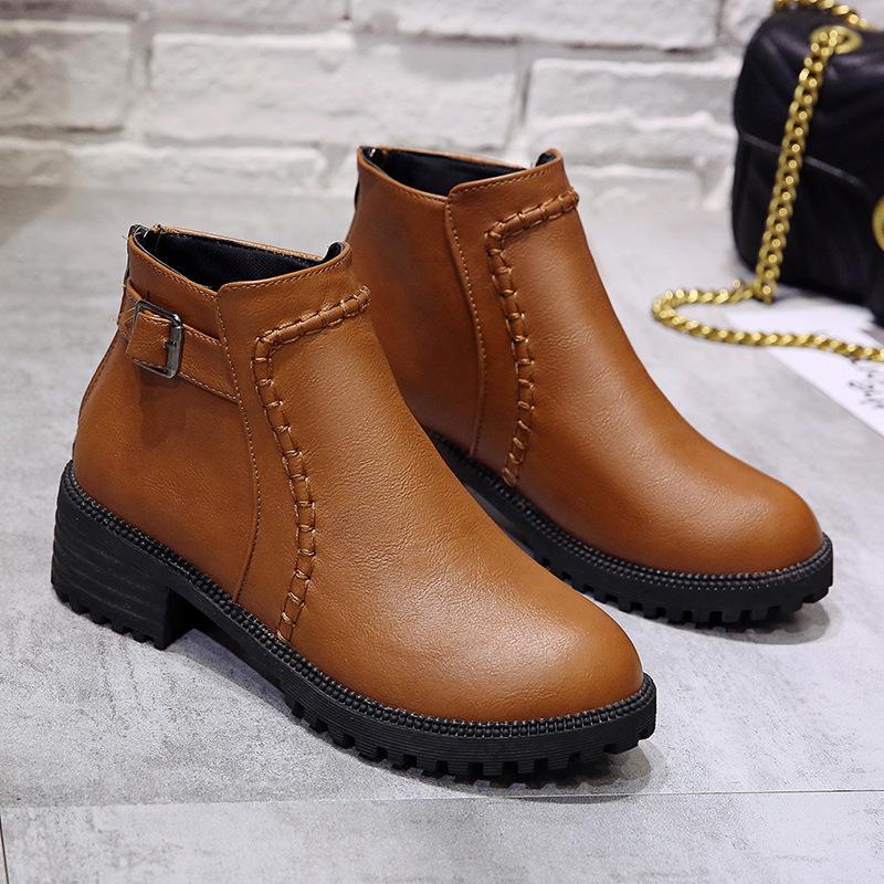 

Женские кожаные ботинки Martin в стиле ретро на низком каблуке с пряжкой на ремне EU 42