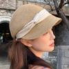 Spring and summer new French straw large brim sunscreen hat women's small face travel vacation visor
