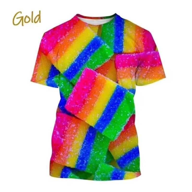 

Футболки с принтом «Летние конфеты, шоколад» в стиле casual 3D Printing, унисекс, мужская и женская модная одежда, уличные футболки XL