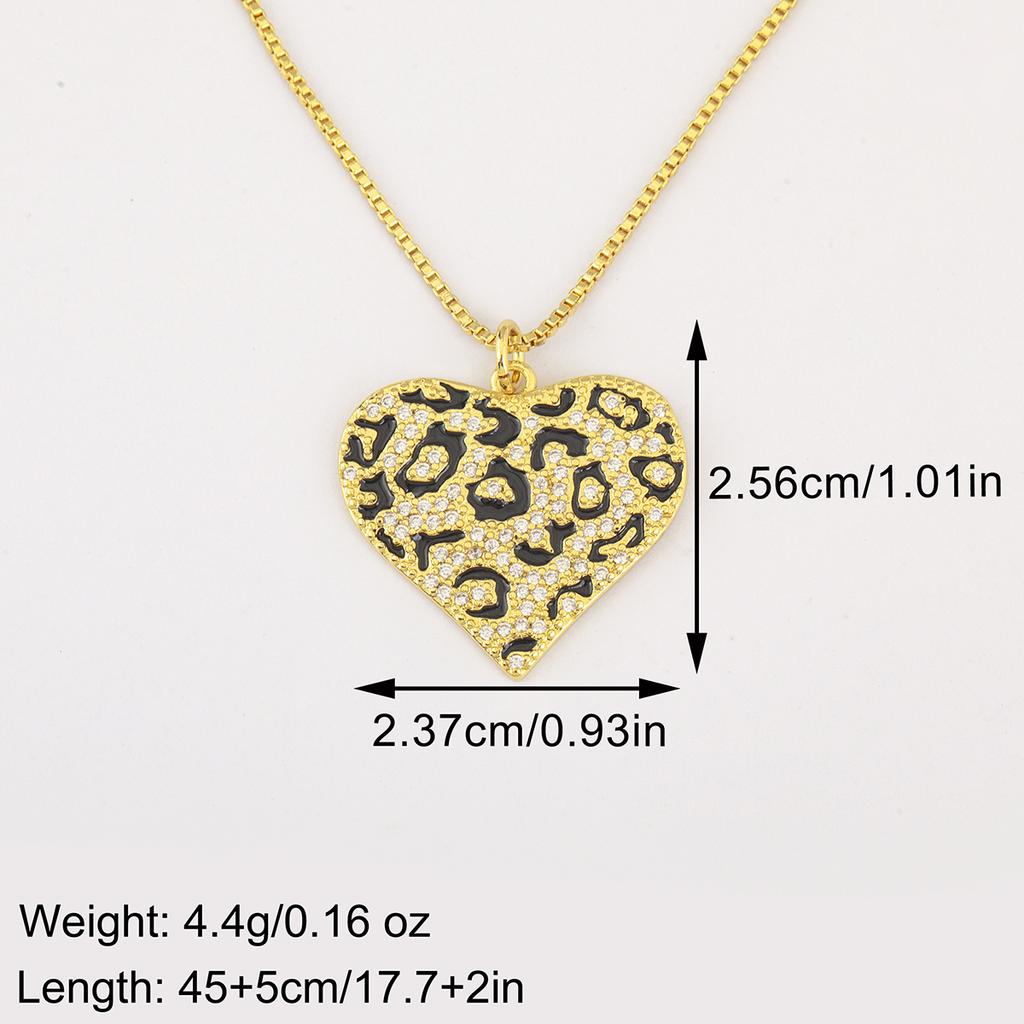 Nidin Trendy Copper Cubic Zirconia Love Heart Pendant Necklace For Women Fashion Personality Pattern Clavicle Chain Jewelry Gift