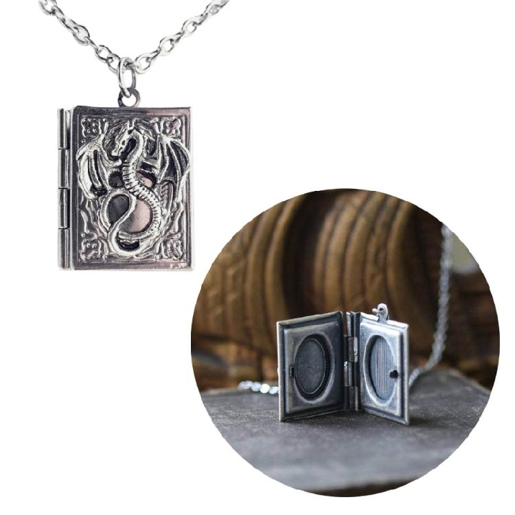 Dainty Book Locket Necklace Personalized Pendant Sweater Chain for Daily Wear
