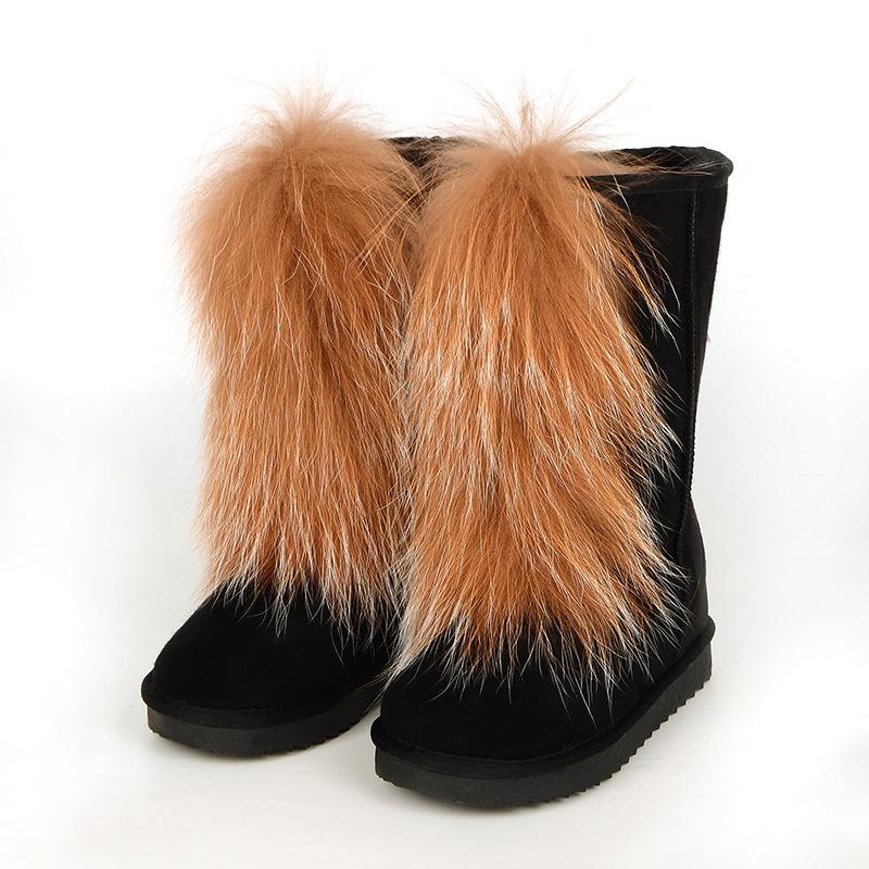 2025 Mao Mao boots children winter thick-soled high-heeled warm-fitting medium tube snow boots boots wear high-top fox hair