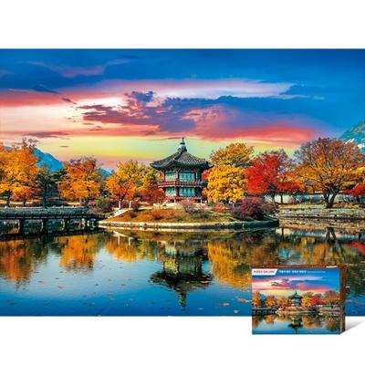 Galeria de quebra-cabeças Quebra-cabeça Hyangwonjeong colorido de outono no Palácio Gyeongbokgung, cores misturadas, 500 peças Quebra-cabeça, Jogos infantis