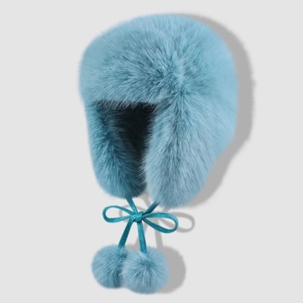 Warm Fluffy Bomber Hat Imitation Mink Fur Cold Weather Hat Fashion Winter Cycling Hat  for Women