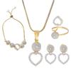 Jewellery Set for Women American Diamond Necklace Set with Earrings, Bracelet and Ring Jewellery for Girls and Women