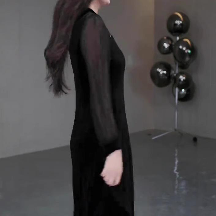 Spring European-Style Off-Shoulder Lace Velvet Dress for Plus Size Middle-Aged Women