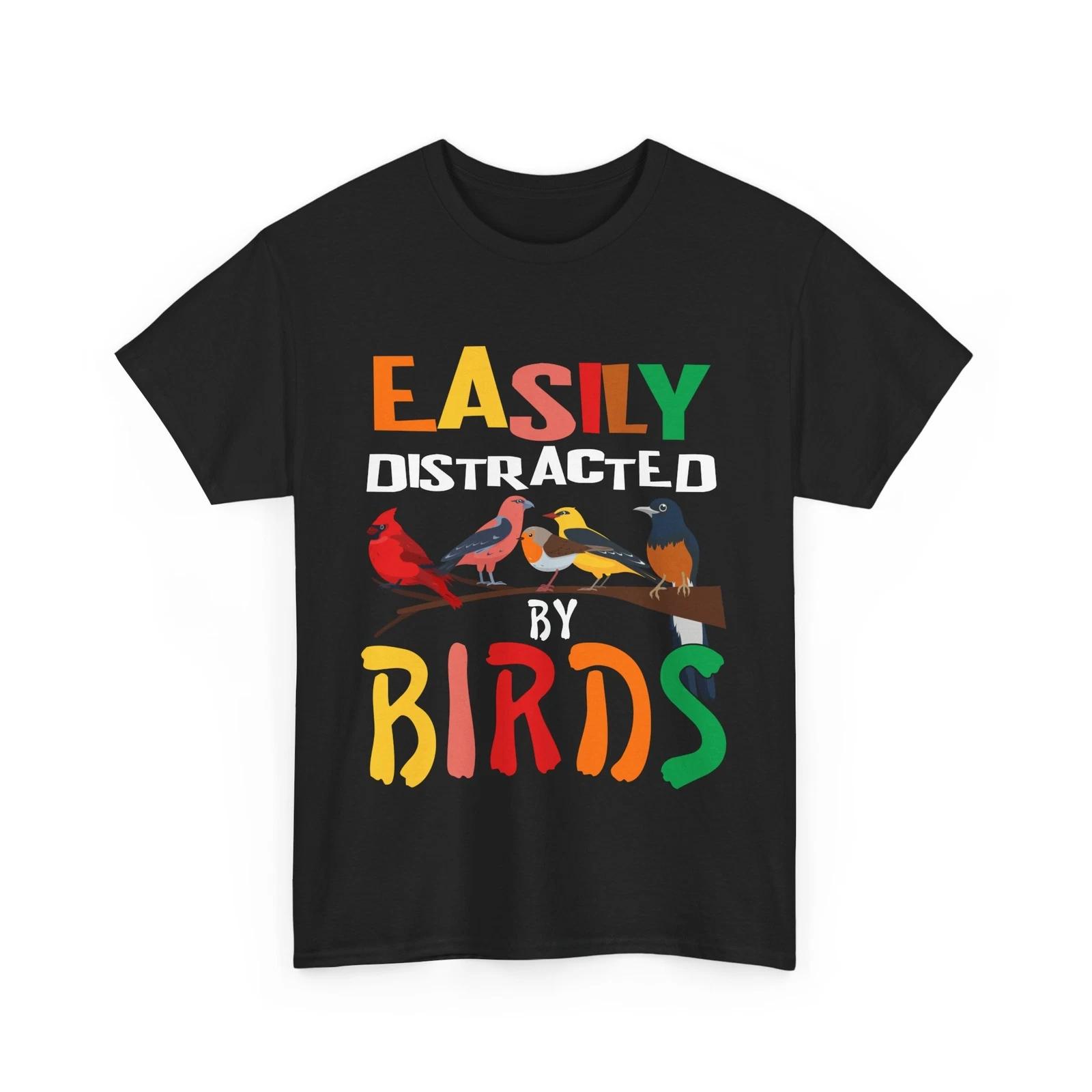 

Birding Shirt, Easily Distracted By Birds Birdwatching Lovers Women Men Cute Tee M