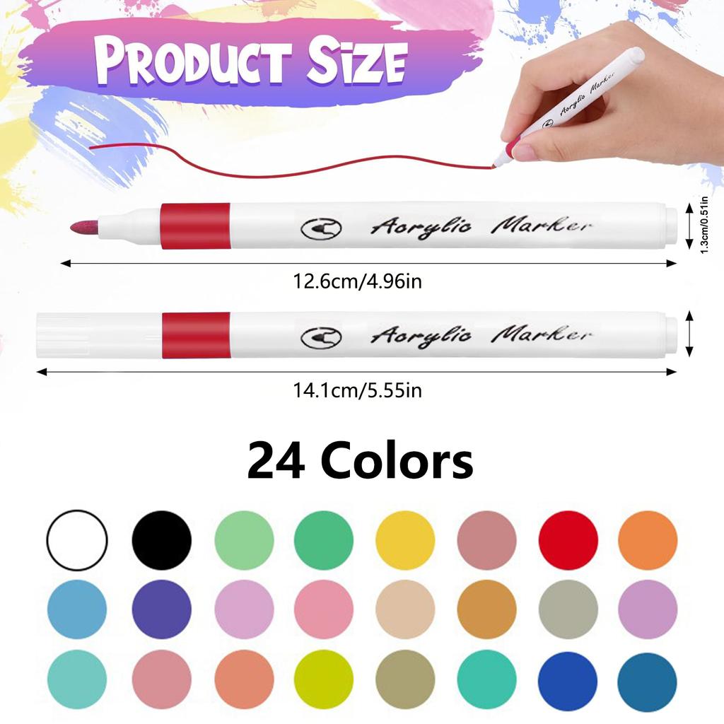 Acrylic Paint Markers Set Fine Permanent Paint Acrylic Marker Pens for Stones Wood Glass DIY Projects Water-Based Acrylic Marker