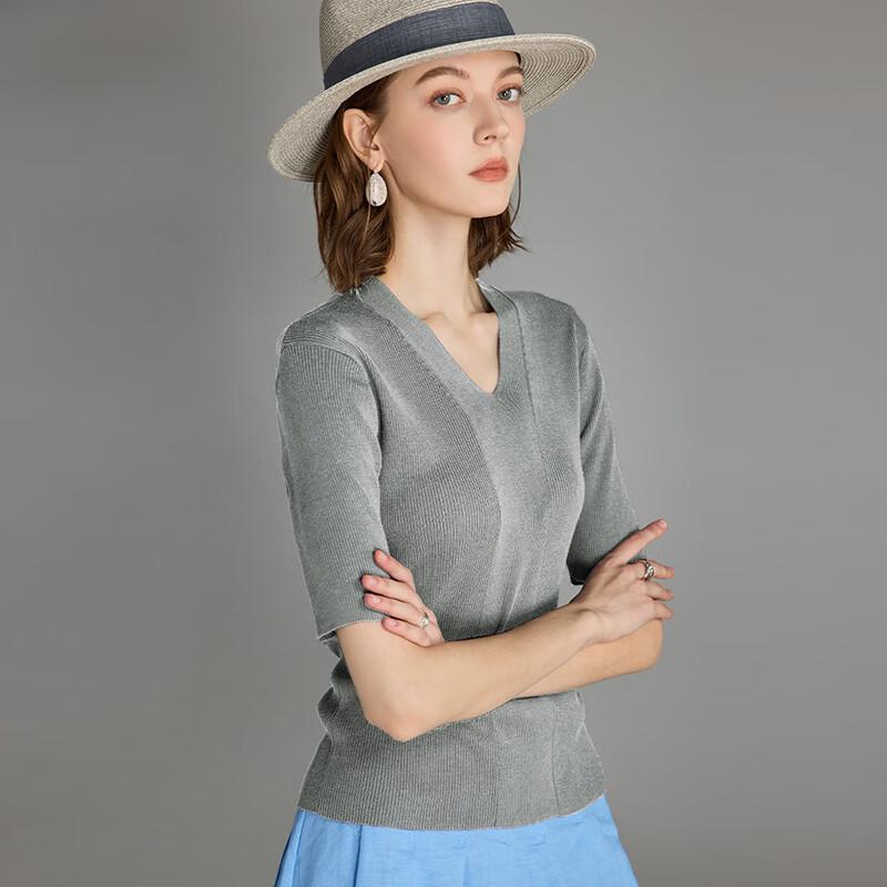 Wudao French V-Neck Knit Short Sleeve Top
