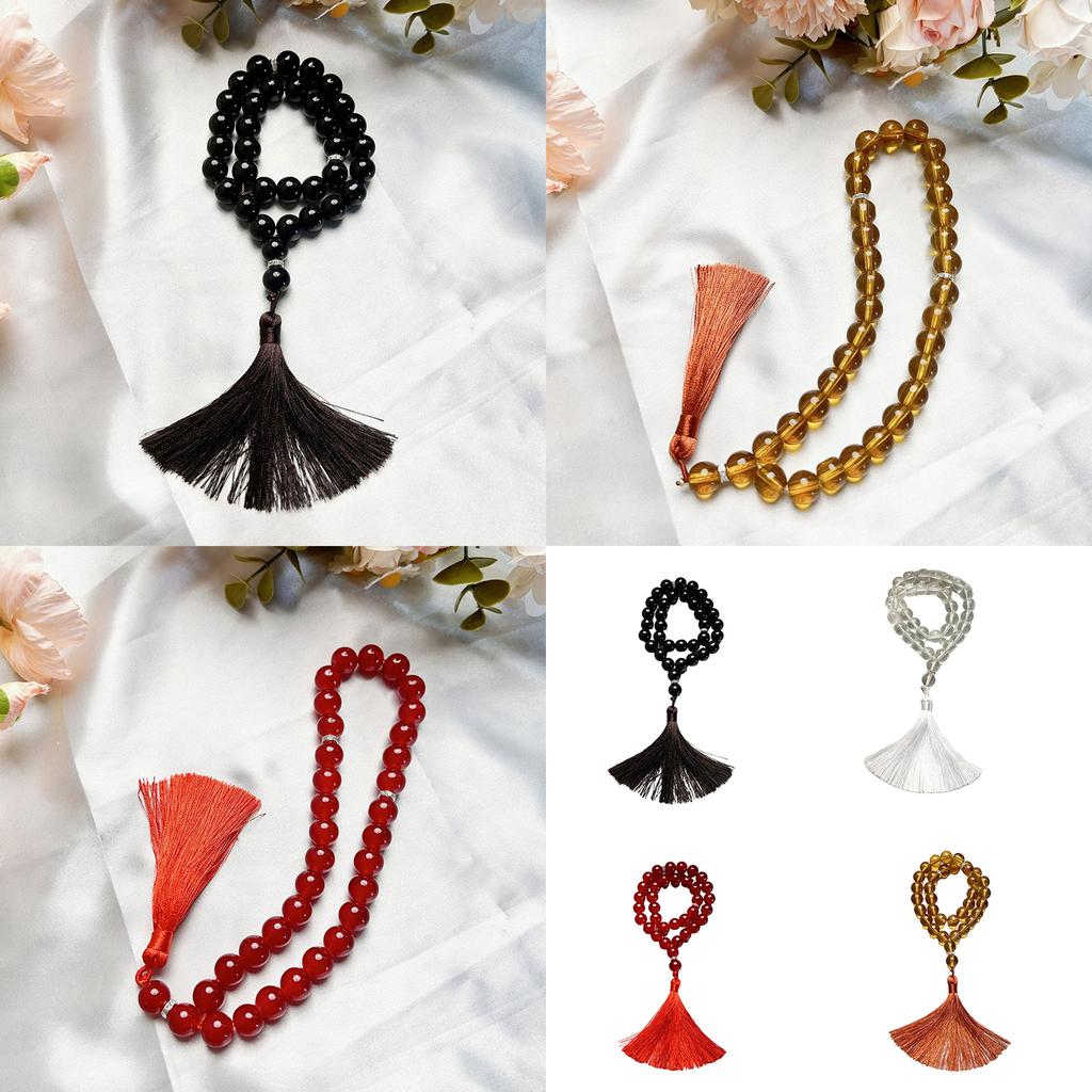 Glass Beads Bracelet Rosary Beads and Fringe Pendants for Prayer Meditations Elegant Glass Grains Rosary Beads